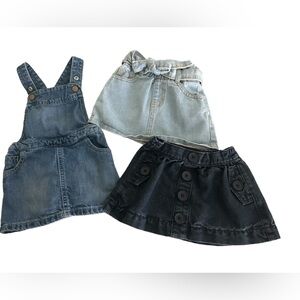 Stylish Denim 12-18 month girls Dress Set bundle- Blue, Black, Light Blue